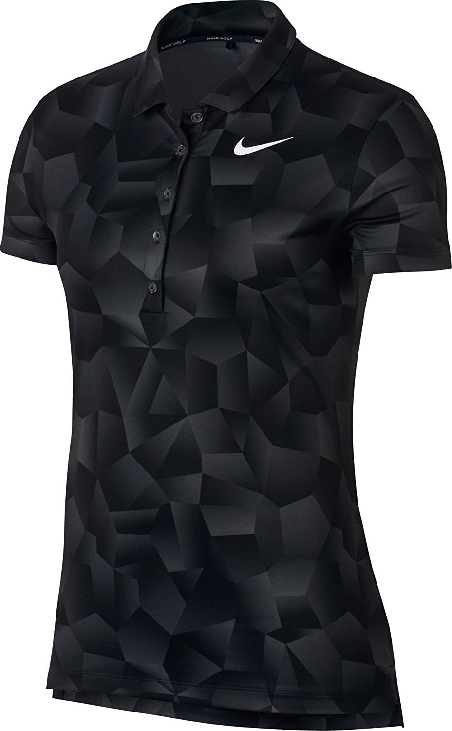 Nike Golf Women\u0027s Dri-Fit Geo Print Gold Polo Shirt, Black/Anthracite,